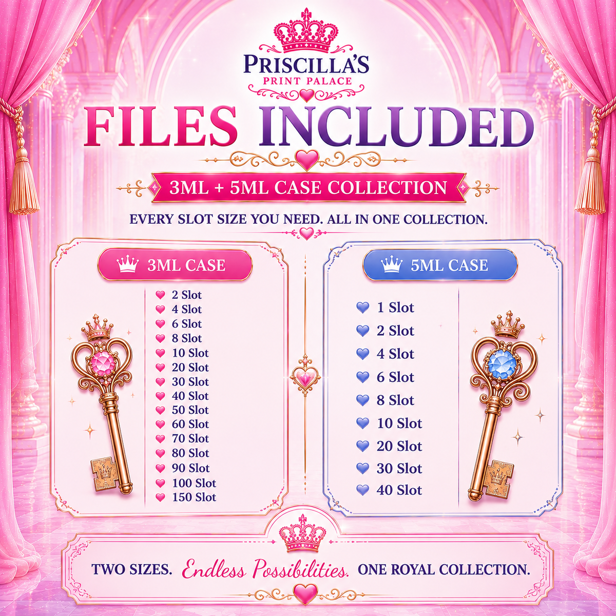Keys to the Palace 3ML + 5ML Vial Case Bundle | 3D Print Files (Digital Download)