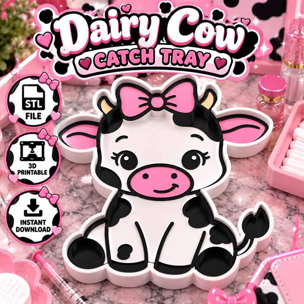Dairy Cow Peptide Catch Tray STL File | 3D Printable Organizer