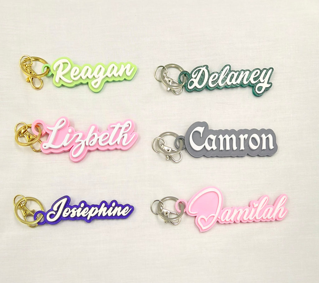Personalized 3D Printed Name Keychain | Custom Script Bag Charm