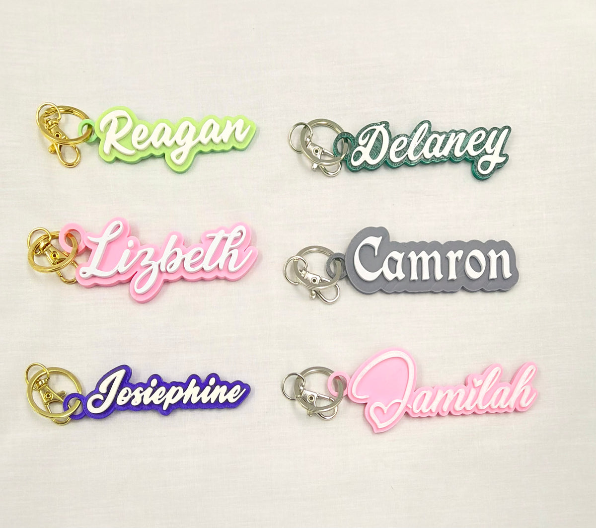Personalized 3D Printed Name Keychain | Custom Script Bag Charm