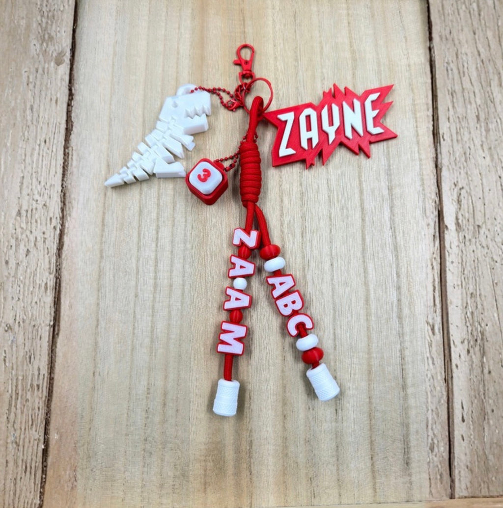Personalized Dinosaur Keychain Buddy | Custom Name Charm, Clicker Toy