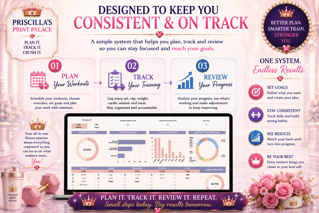 Ultimate Fitness Planner Spreadsheet | Workout, Nutrition, Progress Tracker