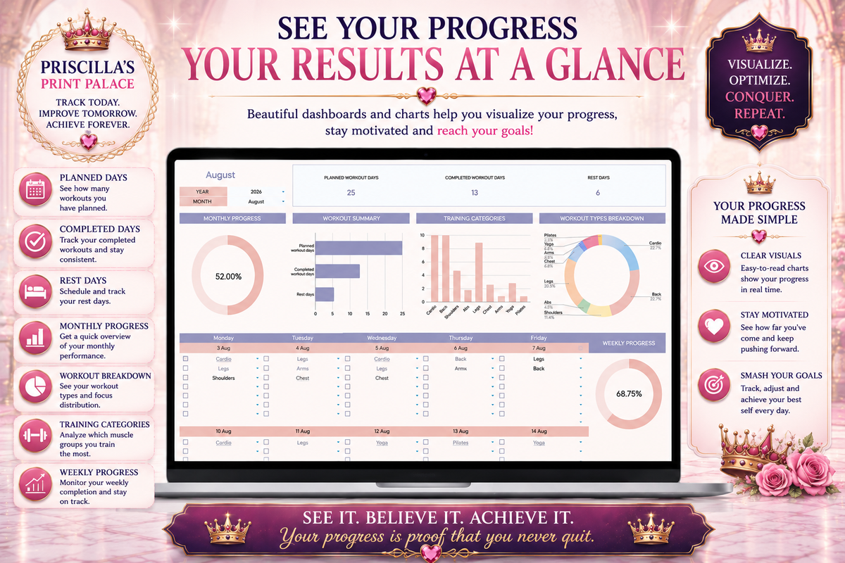 Ultimate Fitness Planner Spreadsheet | Workout, Nutrition, Progress Tracker