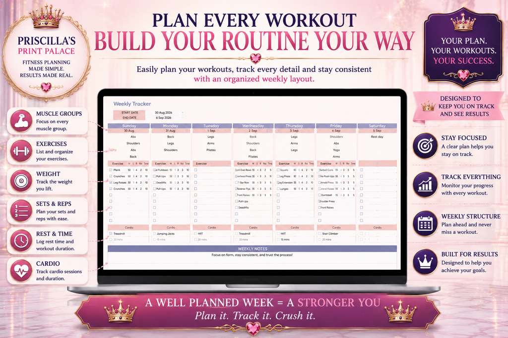 Ultimate Fitness Planner Spreadsheet | Workout, Nutrition, Progress Tracker