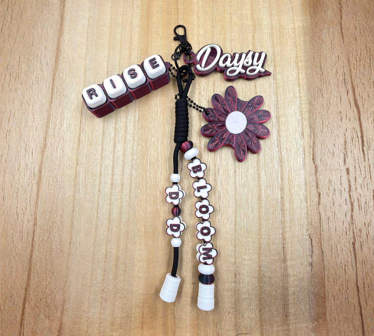 Personalized Flower Buddy Keychain | Custom Name Bag Charm, Floral Accessory