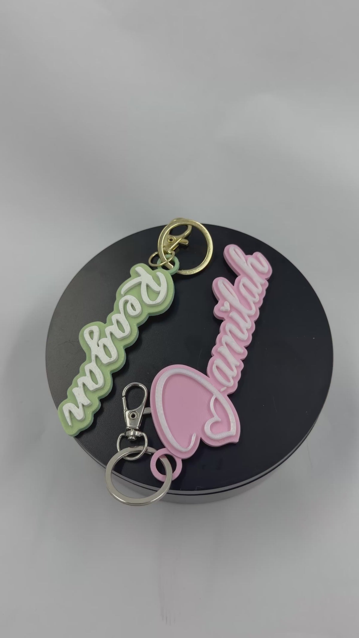 Personalized 3D Printed Name Keychain | Custom Script Bag Charm